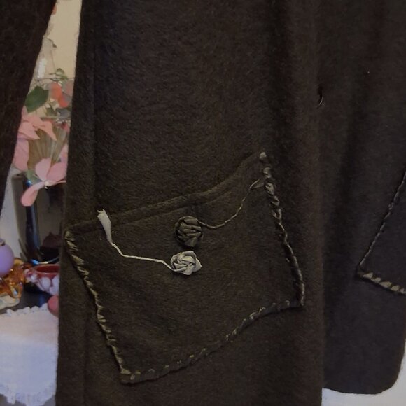 NWOT tara vao Unique Designed Quality Black Wool Blend Fall Winter Pea Coat - Picture 8 of 14